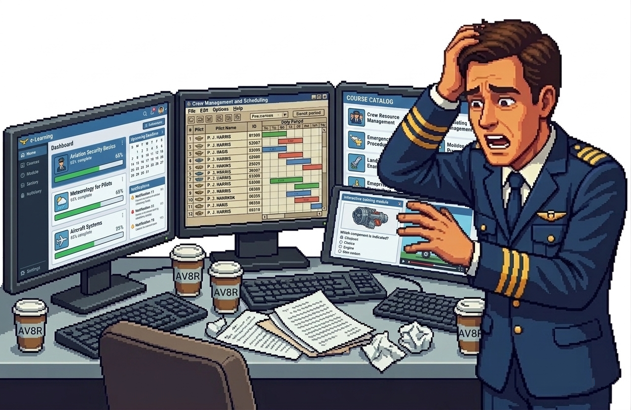 Pilot overwhelmed by multiple disconnected training systems